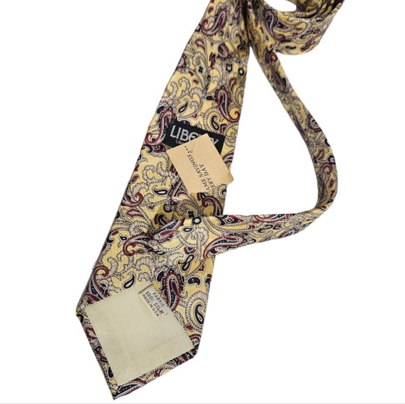 🆕LIBERTY Yellow Paisley Silk DESIGNER Tie USA - Picture 4 of 4